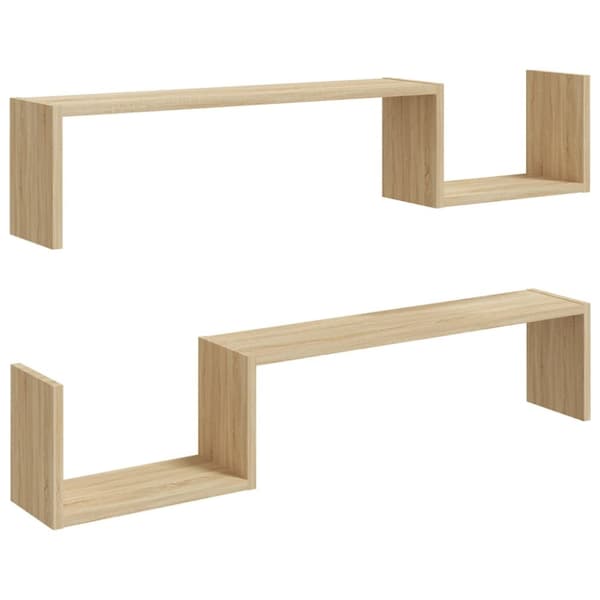 vidaXL væghylder 2 stk. 100x15x20 cm spånplader sonoma-eg -  Væghylder & smalle hylder