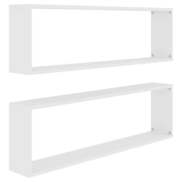 vidaXL væghængte kubehylder 2 stk. 100x15x30 cm konstrueret træ hvid - Væghylder & smalle hylder