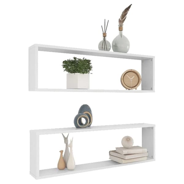 vidaXL væghængte kubehylder 2 stk. 100x15x30 cm konstrueret træ hvid - Væghylder & smalle hylder