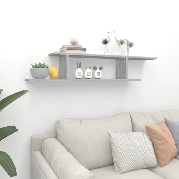 vidaXL Seinäkiinnitettävä TV-hylly harmaa 125x18x23 cm tekninen puu -  Seinähyllyt