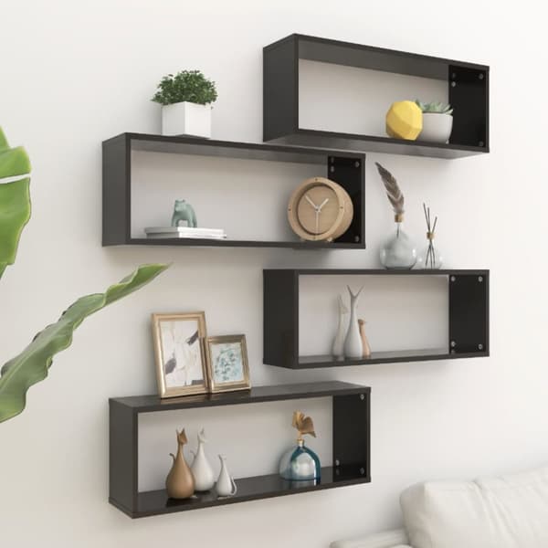 vidaXL Vägghyllor 4 st svart 60x15x23 cm konstruerat trä -  Vägghyllor & fönsterbrädor