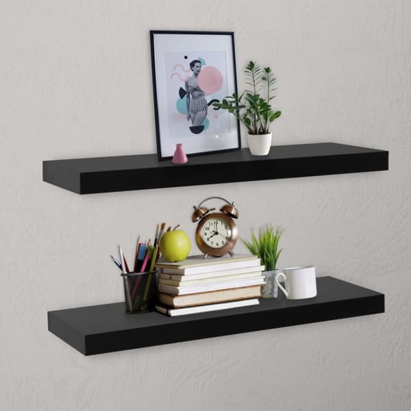 vidaXL Kelluvat seinähyllyt 2 kpl musta 80x20x3,8 cm - Seinähyllyt