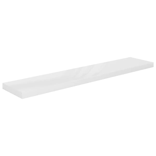 vidaXL Kelluva seinähylly korkeakiilto valkoinen 120x23,5x3,8 cm MDF - Seinähyllyt
