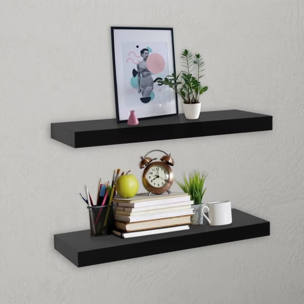 vidaXL væghylder 2 stk. 40x20x3,8 cm sort -  Væghylder & smalle hylder