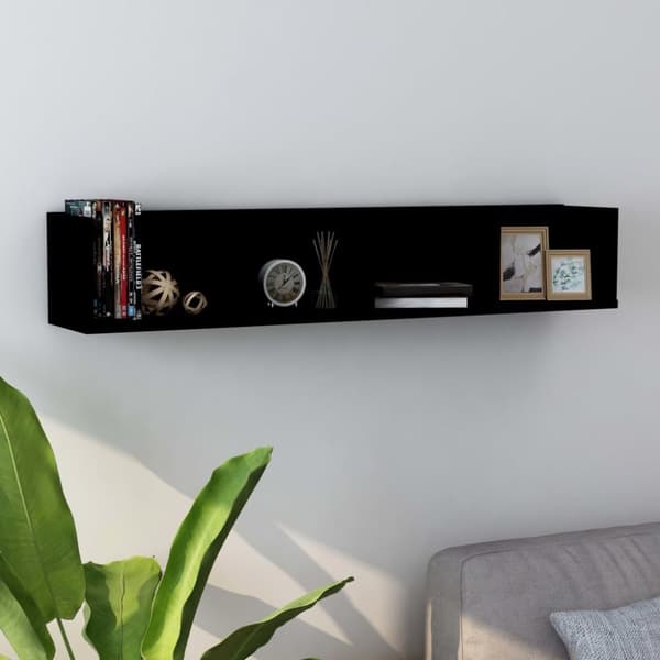 vidaXL CD-hylla svart 100x18x18 cm spånskiva -  Vägghyllor & fönsterbrädor