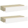 Miniatyrbillede 3 af 11: vidaXL hylder med skuffe 2 stk. 60x23,5x10 cm MDF egetræsfarve og hvid -  Væghylder & smalle hylder
