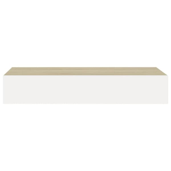 vidaXL hylder med skuffe 2 stk. 60x23,5x10 cm MDF egetræsfarve og hvid - Væghylder & smalle hylder