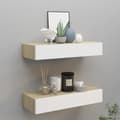 Miniatyrbillede 1 af 11: vidaXL hylder med skuffe 2 stk. 60x23,5x10 cm MDF egetræsfarve og hvid -  Væghylder & smalle hylder