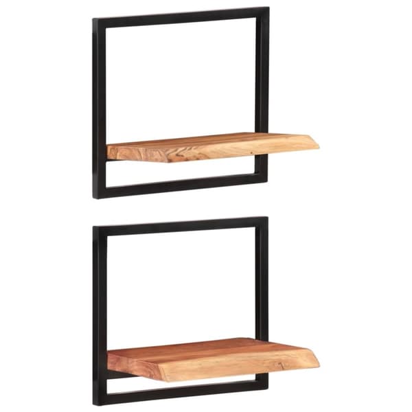 vidaXL væghylder 2 stk. 40x24x35 cm massivt akacietræ og stål -  Væghylder & smalle hylder