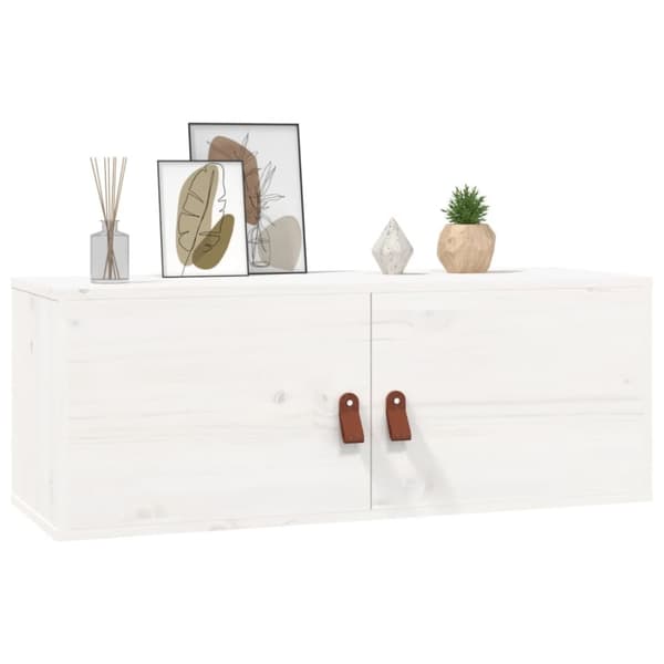 vidaXL vægskab 80x30x30 cm massivt fyrretræ hvid -  Væghylder & smalle hylder