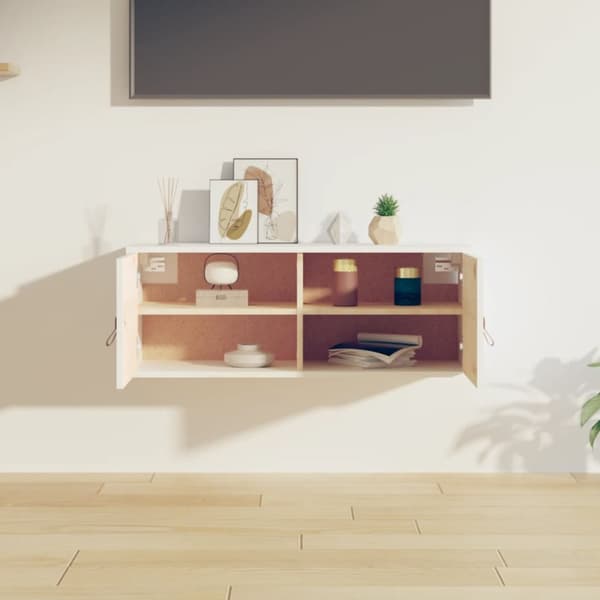 vidaXL vægskab 80x30x30 cm massivt fyrretræ hvid -  Væghylder & smalle hylder