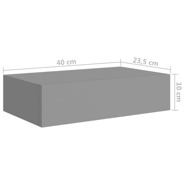 vidaXL Seinälaatikkohylly harmaa 40x23,5x10 cm MDF - Seinähyllyt