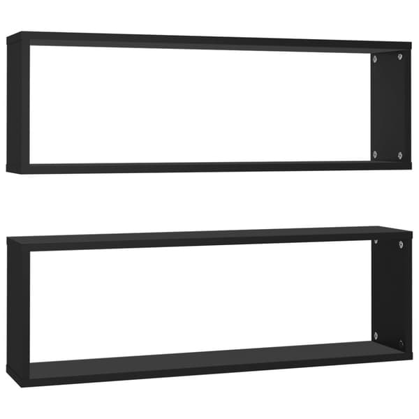 vidaXL Vägghylla kubformad 2 st svart 80x15x26,5 cm konstruerat trä - Vägghyllor & fönsterbrädor
