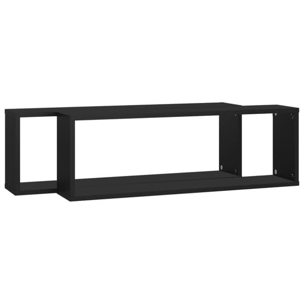 vidaXL Vägghylla kubformad 2 st svart 80x15x26,5 cm konstruerat trä - Vägghyllor & fönsterbrädor