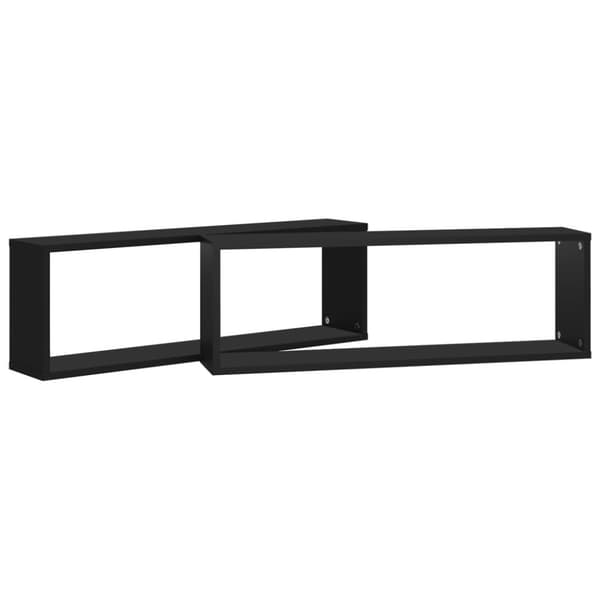 vidaXL Vägghylla kubformad 2 st svart 80x15x26,5 cm konstruerat trä - Vägghyllor & fönsterbrädor