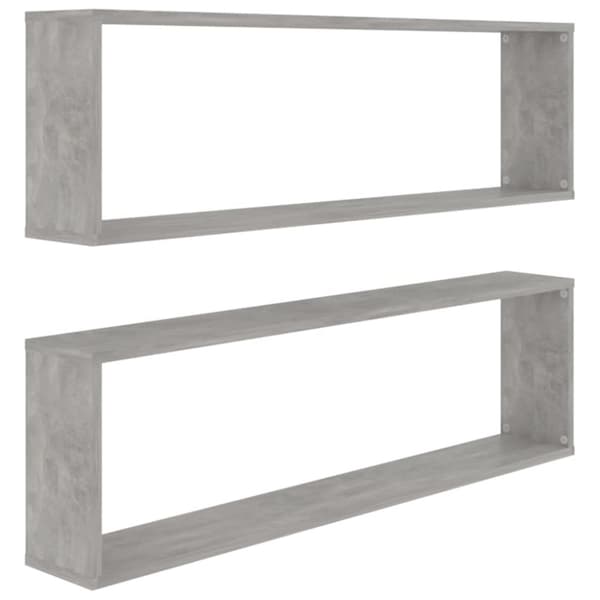 vidaXL Kuutioseinähyllyt 2 kpl betoninharmaa 100x15x30 cm tekninen puu - Seinähyllyt