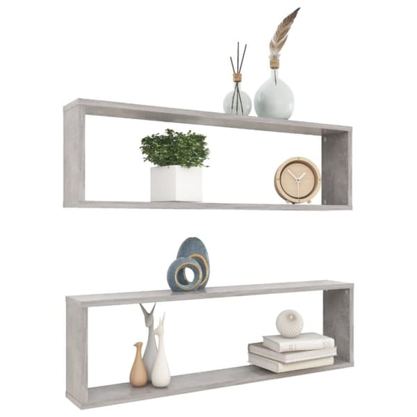 vidaXL Kuutioseinähyllyt 2 kpl betoninharmaa 100x15x30 cm tekninen puu - Seinähyllyt