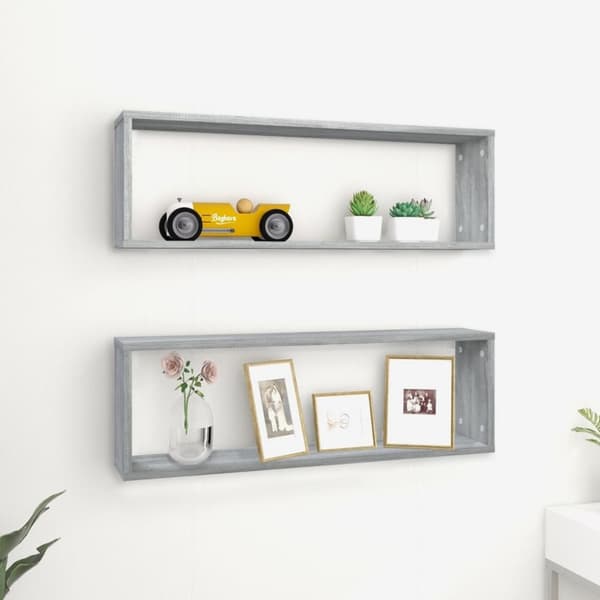 vidaXL Seinäkuutiohylly 2 kpl harmaa Sonoma 80x15x26,5 cm tekninen puu - Seinähyllyt