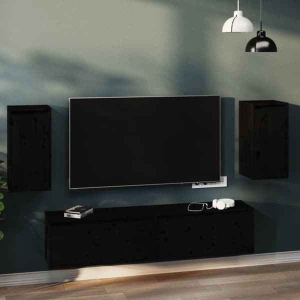 vidaXL Väggskåp 2 st svart 30x30x60 cm massiv furu -  Vägghyllor & fönsterbrädor
