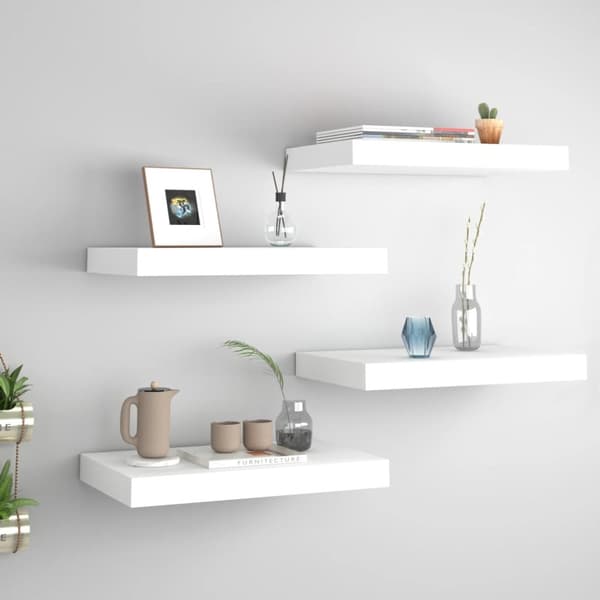 vidaXL væghylder 4 stk. 40x23x3,8 cm MDF hvid - Væghylder & smalle hylder