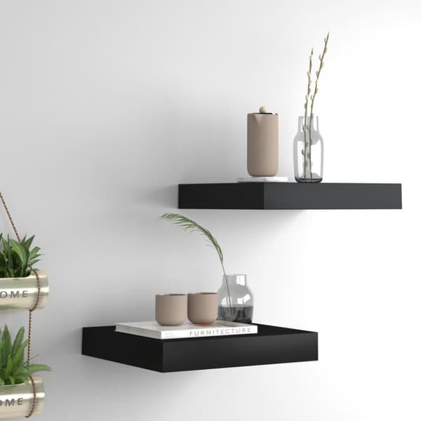 vidaXL Svävande vägghyllor 2 st svart 23x23,5x3,8 cm MDF -  Vägghyllor & fönsterbrädor