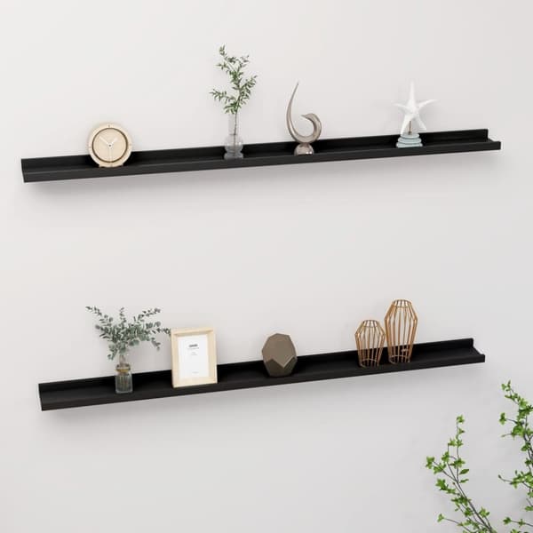 vidaXL Seinähyllyt 2 kpl musta 115x9x3 cm -  Seinähyllyt