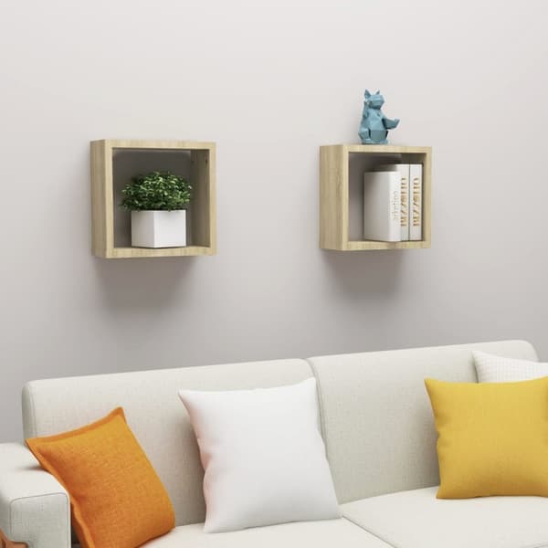 vidaXL Vägghylla kubformad 2 st sonoma-ek 30x15x30 cm -  Vägghyllor & fönsterbrädor