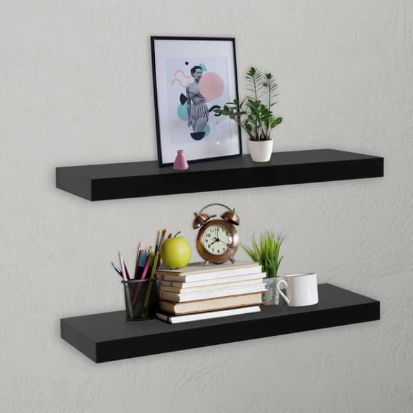 vidaXL væghylder 2 stk. 60x20x3,8 cm sort -  Væghylder & smalle hylder