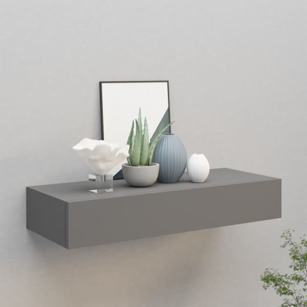 vidaXL Seinälaatikkohylly harmaa 60x23,5x10 cm MDF - Seinähyllyt