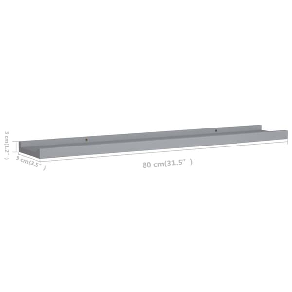 vidaXL Tauluhyllyt 2 kpl harmaa 80x9x3 cm MDF - Seinähyllyt