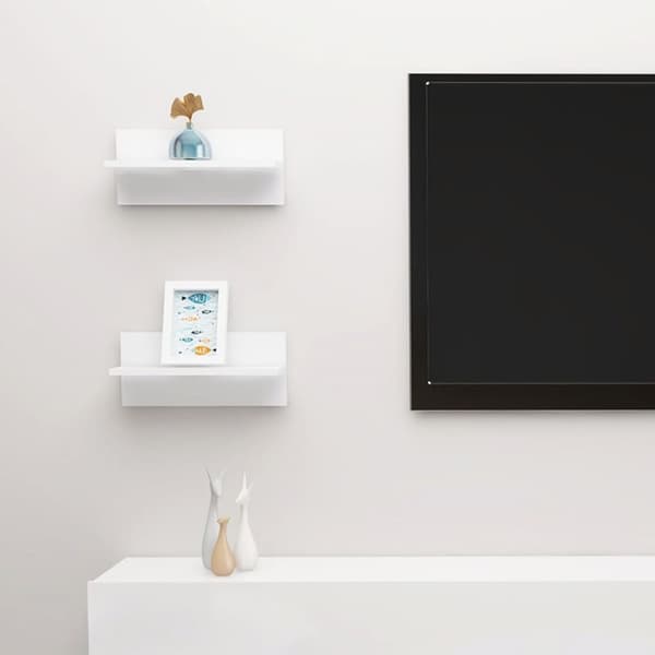 vidaXL Seinähyllyt 2 kpl korkeakiilto valkoinen 40x11,5x18 cm - Seinähyllyt