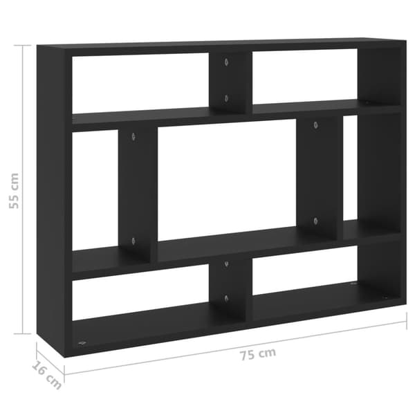 vidaXL Vägghylla svart 75x16x55 cm konstruerat trä -  Vägghyllor & fönsterbrädor