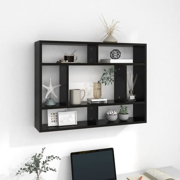 vidaXL Vägghylla svart 75x16x55 cm konstruerat trä -  Vägghyllor & fönsterbrädor