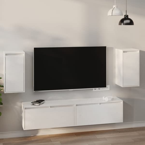 vidaXL Väggskåp 2 st vita 30x30x60 cm massiv furu -  Vägghyllor & fönsterbrädor