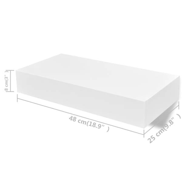 vidaXL Seinähyllyt laatikoilla 2 kpl piilokiinnitys valkoinen 48 cm -  Seinähyllyt