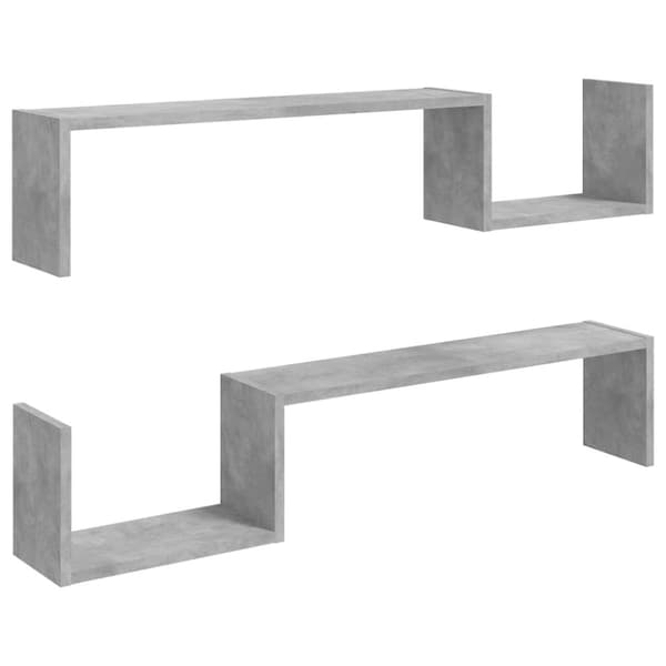 vidaXL væghylder 2 stk. 100x15x20 cm spånplader betongrå -  Væghylder & smalle hylder
