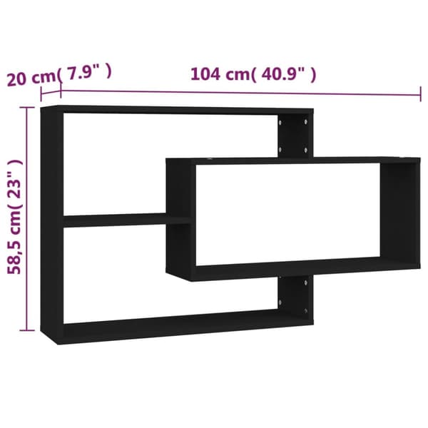 vidaXL Seinähyllyt musta 104x20x58,5 cm tekninen puu -  Seinähyllyt