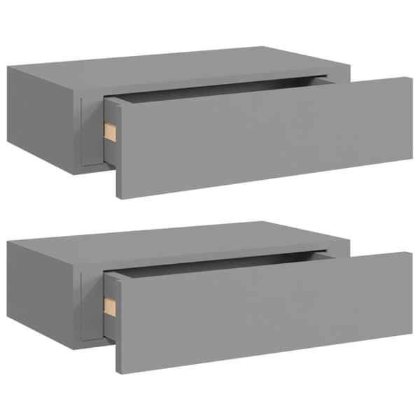 vidaXL væghylder med skuffer 2 stk. 40x23,5x10 cm MDF grå - Væghylder & smalle hylder