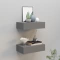 Miniatyrbillede 2 af 11: vidaXL væghylder med skuffer 2 stk. 40x23,5x10 cm MDF grå -  Væghylder & smalle hylder