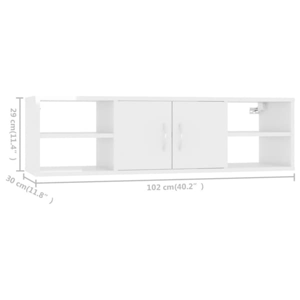 vidaXL Vägghylla vit högglans 102x30x29 cm konstruerat trä -  Vägghyllor & fönsterbrädor