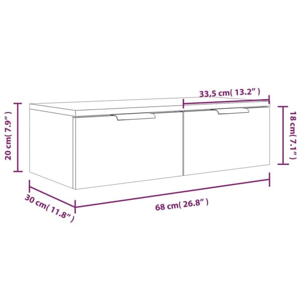vidaXL Väggskåp vit 68x30x20 cm konstruerat trä - Vägghyllor & fönsterbrädor