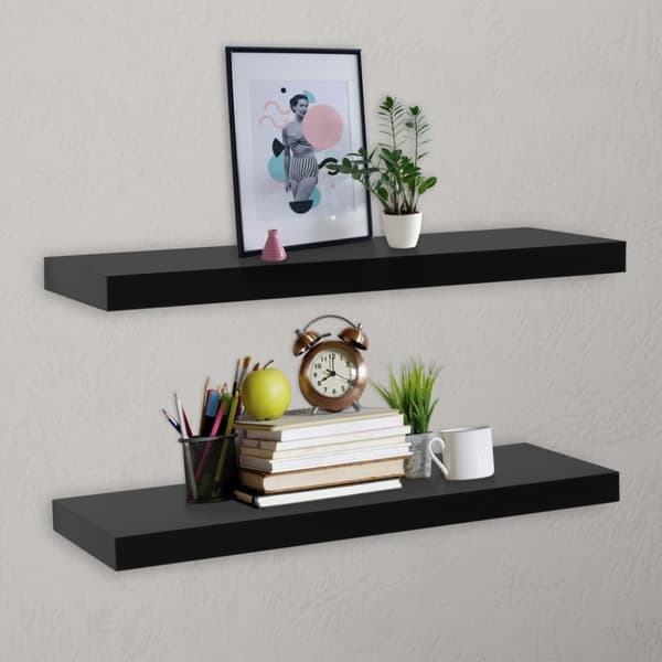 vidaXL væghylder 2 stk. 100x20x3,8 cm sort -  Væghylder & smalle hylder