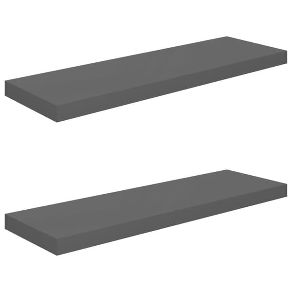 vidaXL væghylder 2 stk. 80x23,5x3,8 cm MDF grå højglans - Væghylder & smalle hylder