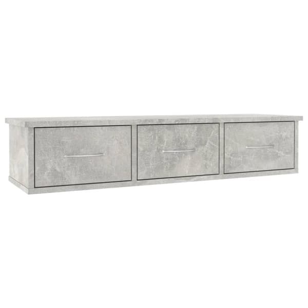 vidaXL vægskab med skuffer 88 x 26 x 18,5 cm spånplade betongrå - Væghylder & smalle hylder