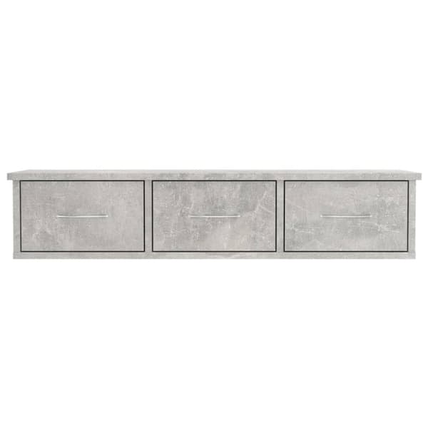 vidaXL vægskab med skuffer 88 x 26 x 18,5 cm spånplade betongrå - Væghylder & smalle hylder