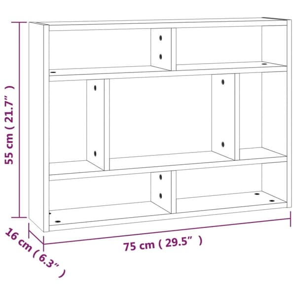 vidaXL Seinähylly savutammi 75x16x55 cm tekninen puu - Seinähyllyt
