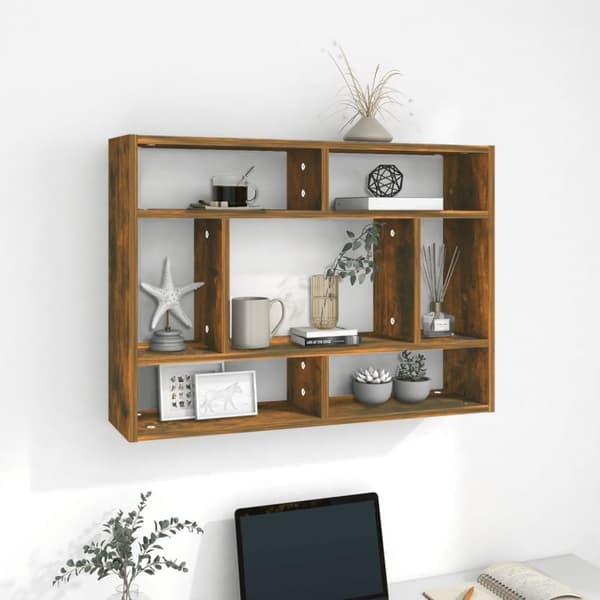 vidaXL Seinähylly savutammi 75x16x55 cm tekninen puu - Seinähyllyt