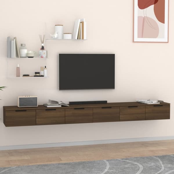 vidaXL Seinäkaapit 2 kpl ruskea tammi 102x30x20 cm tekninen puu - Seinähyllyt