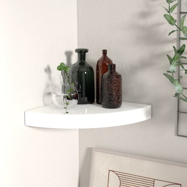 vidaXL hjørnehylde 25x25x3,8 cm MDF hvid højglans -  Væghylder & smalle hylder