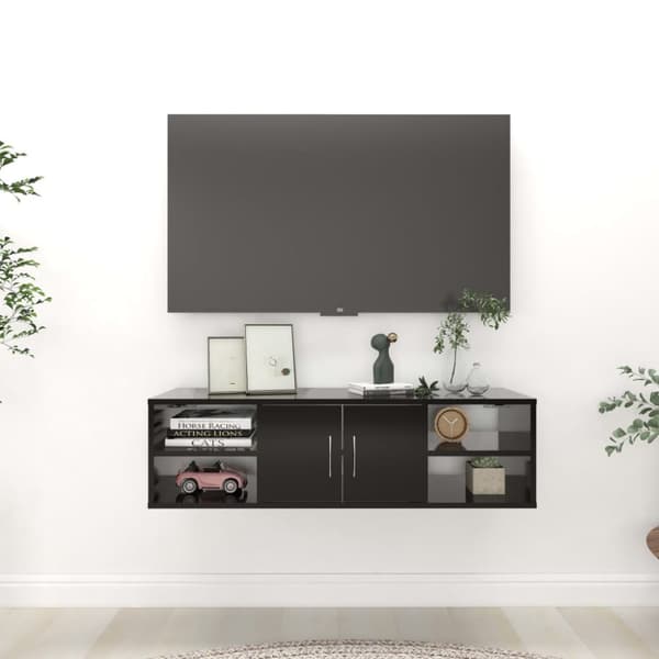 vidaXL væghylde 102x30x29 cm spånplade sort -  Væghylder & smalle hylder